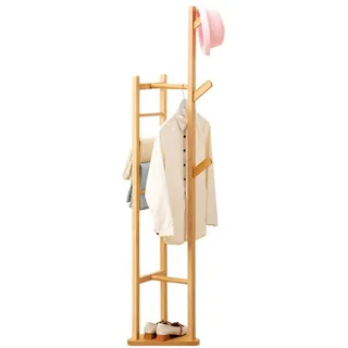 DODOBD Freistehender Garderobe in Baumform,Kleiderständer Holz,Garderobenständer Holz,Kleiderständer Schmal,Floor Coat Rack,Standgarderobe Aus Holz mit Haken,Freistehender Kleiderständer