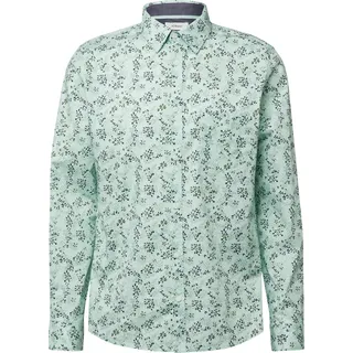 s.Oliver Slim Fit: Langarmhemd mit All-over-Print und Kentkragen - türkis|mehrfarbig - M