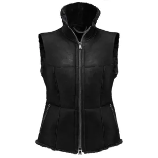 Werner Christ ® Damen Lammfellweste Weste aus echtem Lammfell, Fell, vielseitige warme Fellweste auch als Reitweste, Outdoorweste & Winterweste geeignet, in schwarz, Gr. 42 - 42