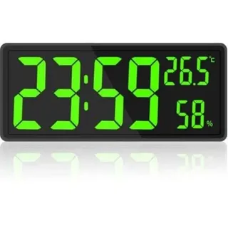 Große Digitale Wanduhr Mit Temperatur- Und Luftfeuchtigkeitsanzeige, Digitale Wanduhr Mit Led-ziffern Für Schlafzimmer Und Büro, Gut Lesbar Auch Für Ältere Menschen.