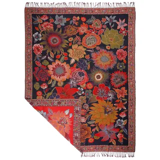 Lorenzo Cana - Decke Jacquard gewebt aus Baumwolle mit feinster Wolle vom Merino Lamm, Wohndecke Sofadecke Picknickdecke Kuscheldecke Plaid Mehrfarbig 140 cm x 200 cm - 96323
