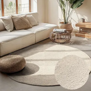 HANSE HOME Teppich Rangpur Juteteppich, in rund und oval, oval, Höhe: 10 mm, handgewebt, 100% Jute, Natur, Wohnzimmer, Flur, Boho, Skandi weiß 140 cm x 140 cm x 10 mm