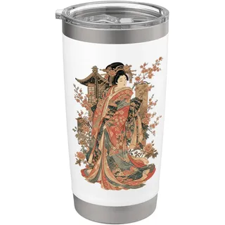 Vintage Geisha Japanische Traditionelle Kunst Japan Kultur Doppelwandiger Edelstahl-Thermobecher