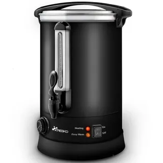 TRESKO Einkochautomat 1385-002, 1500 Watt, schwarz, Glühweinkocher, mit Zapfhahn, Edelstahl, 6,8 Liter