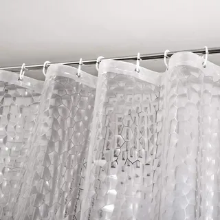 WELTRXE Duschvorhang Anti-Schimmel mit Gewicht Magnet unten, Transparent 3D Kubisch EVA Wasserdicht Antibakteriell Vorhang für Dusche und Badewanne, 0.15mm [180x180cm] mit 12 Duschvorhangringen Kinder