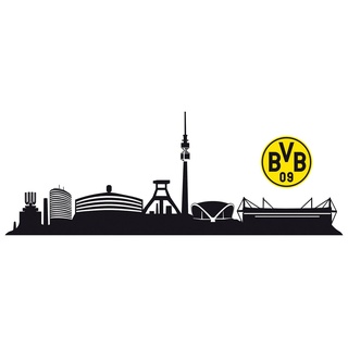 Wall-Art Wandtattoo BVB Skyline mit Logo Fußball Sticker, selbstklebend, entfernbar schwarz 200 cm x 33 cm