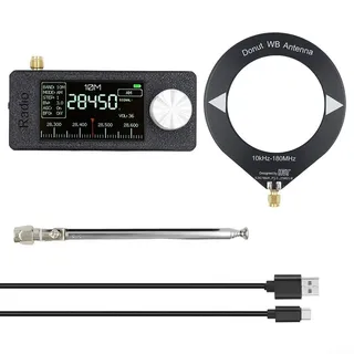 SI4732 Mini Radio, Portable Radio AM FM Radio 800 mAh Akku ESP32-S3-Steuerung voll ausgestattetes Radios für LSB, USB, 4,8 cm IPS-Bildschirm mit Antenne 0,5-108 MHz(Schwarze Schlaufe)