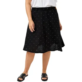 Zizzi Damen Große Größen Rock Viskose Locker Gummizug am Bund Gr Gr L Black/Black W. dot - 50-52 Große Größen