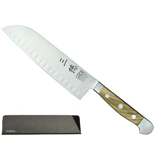 Güde Alpha Olive Messer Kochmesser Santoku Brotmesser Schälmesser Schinkenmesser Chai Dao ohne/mit Gravur + Prymo Farbe 1) Messer OHNE Gravur, Größe Santoku Kulle 18cm