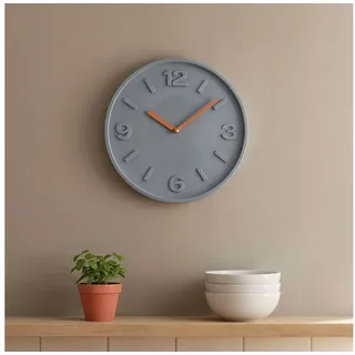Levandeo® Wanduhr (Hochwertige Wanduhr Beton-Uhr 30cm Grau Kupfer Uhrzeit Wanddeko)