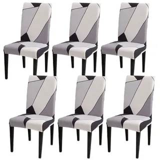 Vivi Idee Stuhlbezug Stuhlhussen 4/6er Set Spannbezug für Esszimmerstühle Schwingstuhl, Elastische Waschbar Hochzeit Büro Partys Deko grau|schwarz