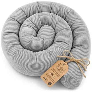 Totsy Baby Seitenschläferkissen Bettschlange Body Pillow 150 cm Cordstoff - Kopfkissen lang Bettrolle Schlafkissen Nackenrolle Zertifikat Oeko-Tex Grau C