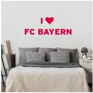 FC Bayern München Wandtattoo Fußball Sticker I Love FC Bayern Schriftzug mit Herz, Wandbild selbstklebend, entfernbar schwarz 100 cm x 12 cm
