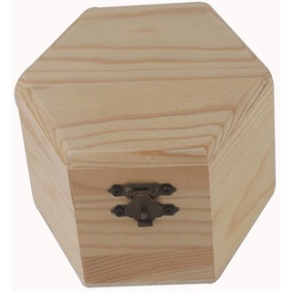 HEIBTENY 1 Stück Kreative dekorative sechseckige Holzkiste mit Deckel|Holzbox Holzkiste mit Deckel Sonwaha|Holzbox Aufbewahrungsbox Spielzeugkiste Unlackiert Kasten|Geschenkboxen Schmuckschatullen
