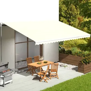 AUVYI Markisenbespannung Creme 6x3,5 m Markisen Ersatzstoff Markisenstoff Wechseln Balkonmarkisen Sonnenschutz Stoff Außen Markisenstoff Wasserdicht Hochwertiges Ersatztuch