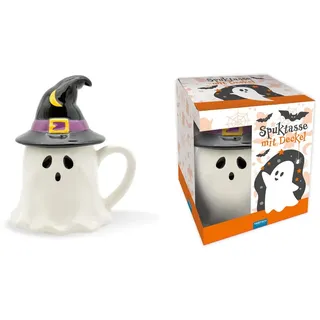 Trötsch Spuktasse mit Deckel Gespenst Keramiktasse Halloween: Kaffeetasse Teetasse Geschenkidee Geschenk: Kaffeetasse Teetasse Geschenkidee Geschenk Tasse