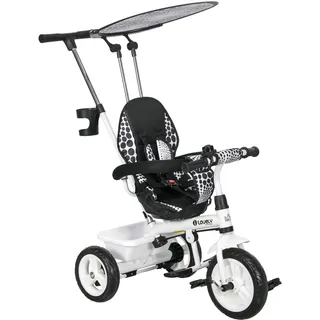 Homcom 6-in-1 Dreirad mit Schubstange, Kinderdreirad mit Sonnendach, Weiß