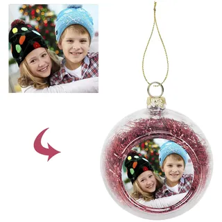 Weihnachtskugel mit Foto, Christbaumkugeln, personalisiert Weihnachtskugeln mit Bild, 8cm Fotoweihnachtskugel für Baumschmuck, Weihnachtsbaum, Weihnachtsdeko, Basteln, Weihnachten Foto Geschenk