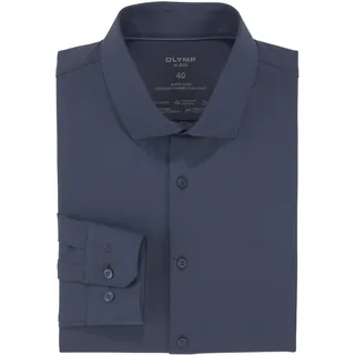 Businesshemd OLYMP "No. Six super slim" Gr. 42, N-Gr, blau (marine) Herren Hemden Langarm Jersey-Hemd