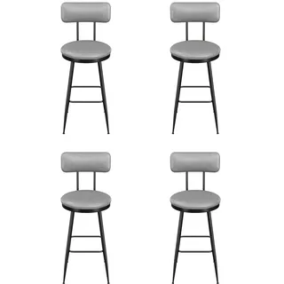 4er-set Barhocker Aus Pu-kunstleder, Küchenhocker Für Kücheninsel Und Theke, Industrial-stil Mit Metallgestell Und Rückenlehne, Sitzhöhe 65 Cm, Dunkelgrau