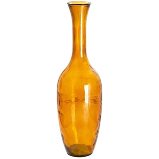 GILDE große Deko Vase XL Bodenvase aus reyceltem Glas - Glasvase Arturo - Deko Wohnzimmer Farbe: Orange-Gelb - Höhe 65 cm