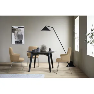 Polsterstuhl STRESSLESS "Laurel", beige (sand paloma, schwarz matt), B:58cm H:92cm T:59cm, Leder PALOMA: PALOMA ist ein durchgefärbtes Semianilin-Möbelleder mit natürlicher Narbung., Stühle, Polsterstuhl, Low Back mit Armlehne, Größe L, mit Beinen aus Stahl in Schwarz matt