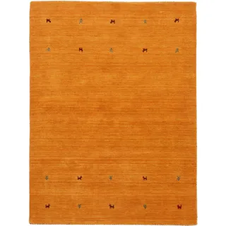 Wollteppich CARPETFINE "Gabbeh Uni" Teppiche Gr. B/L: 240 cm x 340 cm, 15 mm, 1 St., gelb Orientalische Muster reine Wolle, handgewebt, Gabbeh Loom Tiermotiv, auch als Läufer