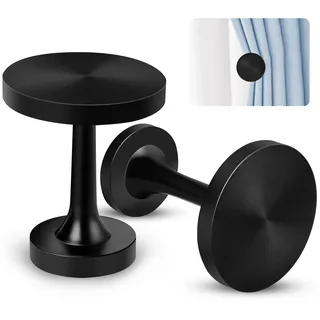 Vorhanghalterungen, ein Paar schwarze Metall-Vorhang-Raffhalter, Haken, dekoratives Medaillon, Wandmontage, Vorhanghalter, moderner Vintage-Vorhang-Raffhalter, Quastenhalter