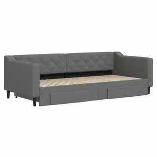 vidaXL Tagesbett Ausziehbar mit Schubladen Dunkelgrau 90x200 cm Stoff