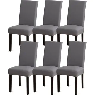 Sufdari Stuhlhussen 6Er Set Grau, Stretch Esszimmer Stuhlbezug Für Esszimmerstüh
