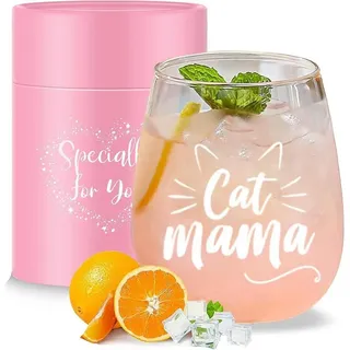 LuxusKollektion Weinglas Weinglas Katzenmama ohne Stiel Geschenk Muttertag Katzenmutter beige