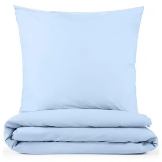 Blumtal Bettwäsche unifarben Hellblau 135 x 200 cm + 80 x 80 cm
