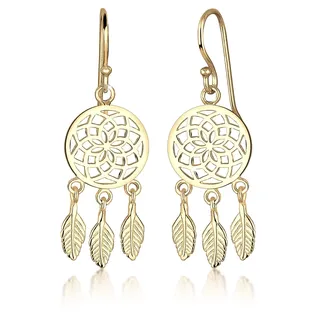 Elli Ohrhänger Traumfänger Federn gold 925 Sterling Silber onesize