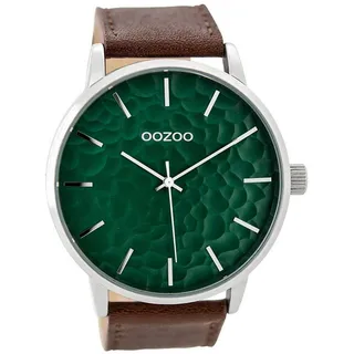 OOZOO Quarzuhr Oozoo Herren Armband-Uhr braun, (Analoguhr), Herrenuhr rund, extra groß (ca. 48mm) Lederarmband, Fashion-Style braun