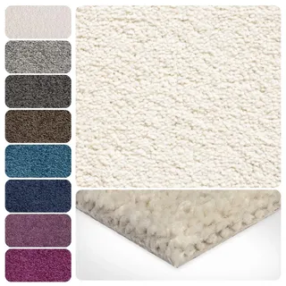 Teppichboden Meterware Auslegware Velours Hochflor | 4m 5m breit, beige weiß, 300x500cm
