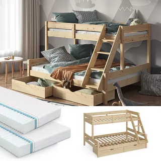 VitaliSpa Etagenbett Everest 140 x 200 cm Kiefer massiv natur beige