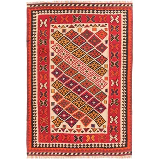 Nain Trading Orientteppich Kelim Fars 101x231 Handgewebter Orientteppich / Perserteppich Läufer, rechteckig, Höhe: 5 mm rot