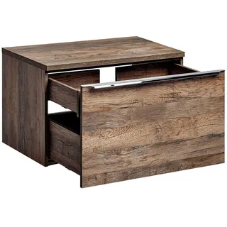 Lomadox Badmöbel Waschtisch Unterschrank Set, Waschbeckenschrank 80cm in Vintage Oak Eiche Nb., 2 Softclose-Schubkästen, B/H/T ca. 80,4/48,5/46 cm