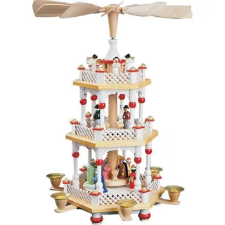Erzgebirgische Volkskunst Richard Glässer GmbH Glässer Erzgebirge Pyramide Christi Geburt weiß, Höhe 40 cm