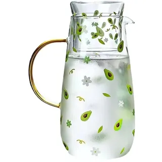 Wnvivi Nachttisch-Wasserkaraffe und Glas-Set, Nachtwasserkrug mit Glasbecher für Nachttisch, klare Wasserkaraffe mit Becher und Griff, 1300 ml