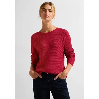 Rundhalspullover CECIL Gr. XL (44), rot (casual red melange) Damen Pullover Rundhalspullover Grobstrick