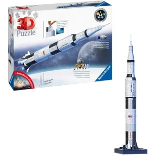 Ravensburger 3D Puzzle Apollo Saturn V Rakete - zum Zusammenbauen und Erkunden - Für alle Weltraum Fans ab 8 Jahren