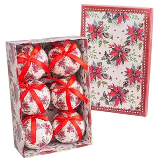 BigBuy Christmas Weihnachtskugeln Mehrfarbig Polyfoam Papier Blume 7,5 x 7,5 x 7,5 cm (6 Stück)