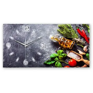Kreative Feder Wanduhr Designer-Wanduhr aus Stein (Schiefer) mit flüsterleisem Uhrwerk (ohne Ticken; außergewöhnlich & modern; Größe ca. 50x25cm) grau