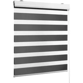 Doppelrollo Doppelrollo mit Kassette Matt Weiss Duorollo Rollo Rolljalousie, ventanara grau 80 cm x 220 cm