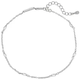 Hey Happiness Fußkette Perlen weiß, Süßwasserperlen Fußkettchen 20-25 cm, Knöchel Armband Vergoldet, Fußkette Damen 925 Silber, hypoallergen silberfarben