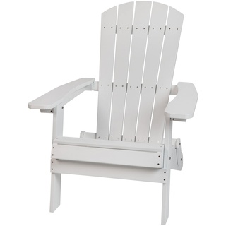 Flash Furniture Charlestown All-Weather Poly Resin Indoor/Outdoor Folding Adirondack Chair, White, Set of 1