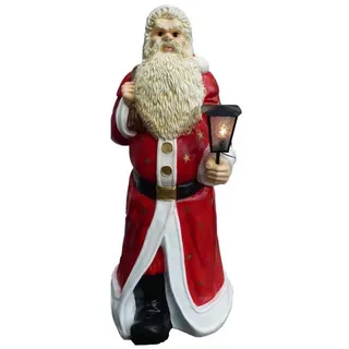 Casa Padrino Luxus Deko Skulptur Weihnachtsmann mit Laterne Rot / Mehrfarbig H. 175 cm - Lebengroße Weihnachts Deko Figur - XXL Deko Skulptur - XXL Deko Figur - XXL Weihnachts Skulptur