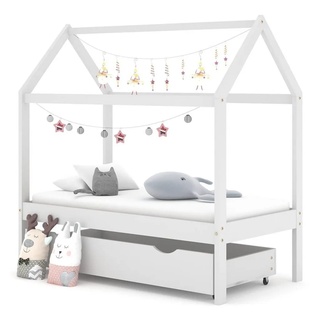 vidaXL Kinderbett Kinderbett mit Schublade Weiß Massivholz Kiefer 70x140 cm
