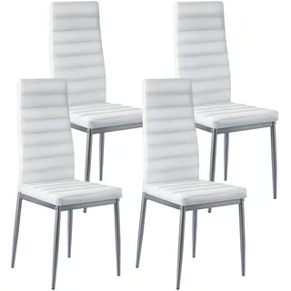 Vevor Esszimmerstuhl modern Leder weiß 4er Set